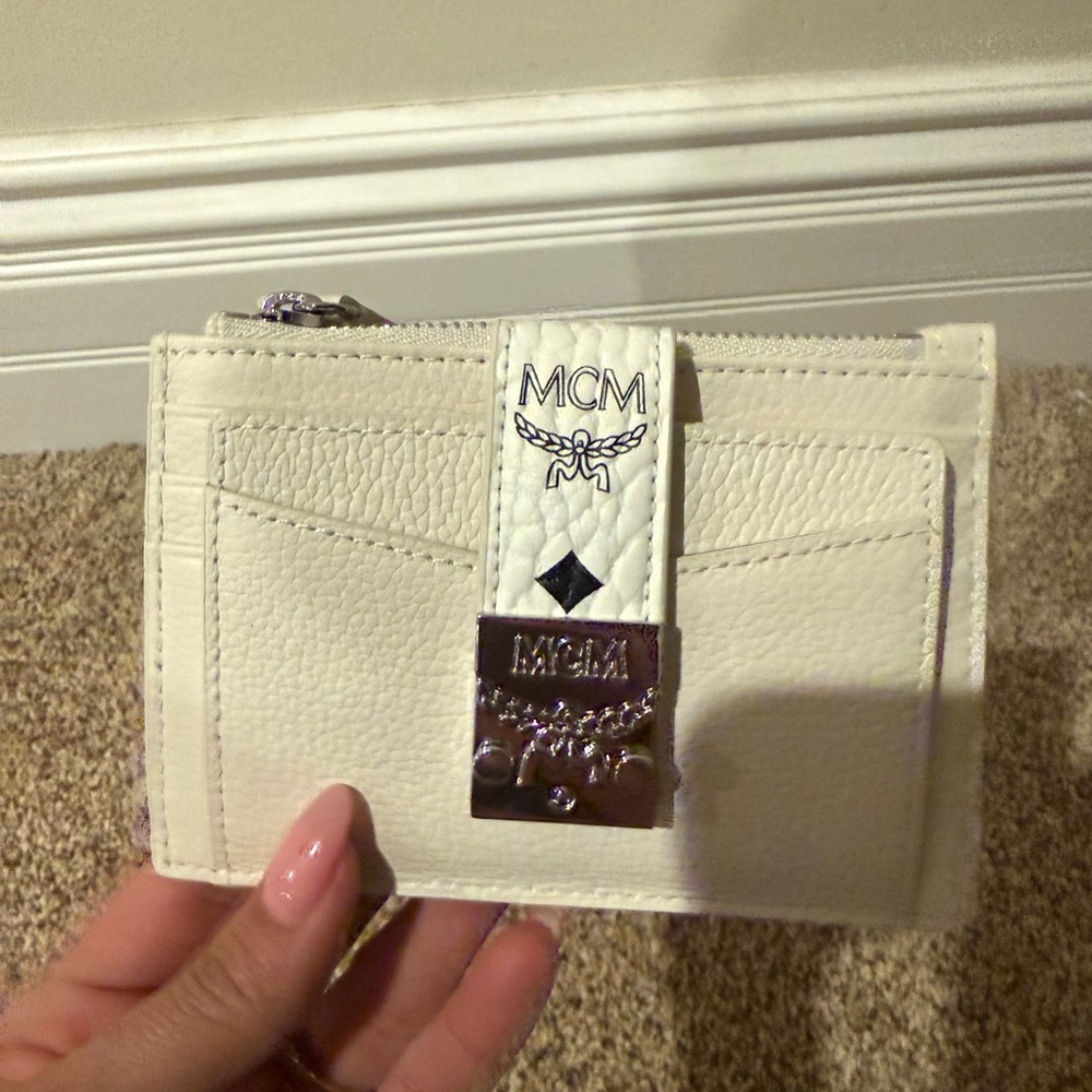 MCM Ivory Leather Card Holder